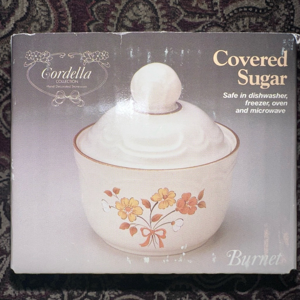 NOS Vintage Yamaka China Burnet Stoneware Sugar Bowl With Lid Japan